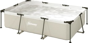 Outsunny Piscină demontabilă tubulară 316x238x66,5 cm 3700 L cu cadru metalic, plasture de reparare, fără filtru, gri | Aosom Romania
