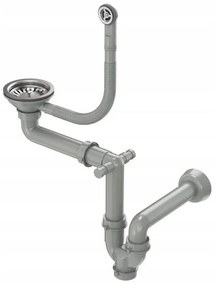 Sifon manual Quadron Save Space inox pentru chiuvete granit cu 1 cuva