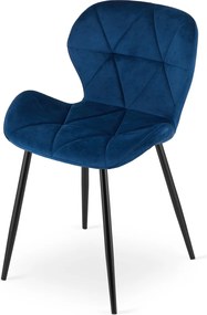 Scaun de masa MANGO VELVET cu picioare negre, albastru