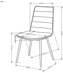 Scaun tapitat K493 gri - H92 cm