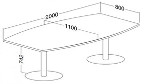 Masa de intalnire ProOffice 200 x 110 cm, cires