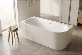 Cada acril freestanding Rune Birka alb lucios 150x75 cm montare pe stanga lipita de perete, BTW
