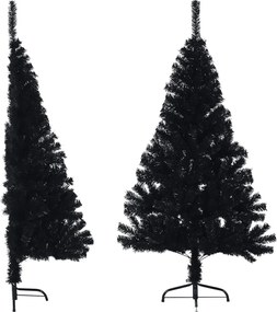 vidaXL Jumătate brad de Crăciun artificial cu suport, negru 120 cm PVC