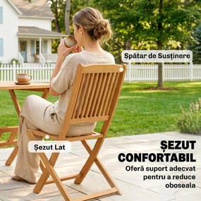 Outsunny Set de Luat Masa pentru Grădină 5 Piese, Masă și 4 Scaune Rabatabile | Aosom Romania