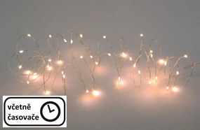 Crăciun LED sârmă de argint - 60 LED-uri, alb cald