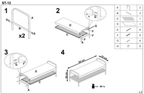 Banca Culoare Gri constructie din Bambus, ST12