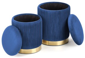 Set tabureti tapitati Monty Albastru / Gold