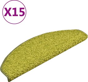 vidaXL Covorașe pentru scări, 15 buc., 65x21x4 cm, verde, semirotunde, mari