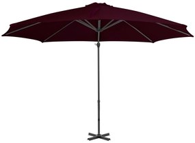 Umbrela suspendata cu stalp din aluminiu, rosu, 300 cm Rosu, 300 x 238 cm