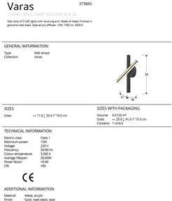 Aplica LED de perete design ultra-modern Varas negru/auriu