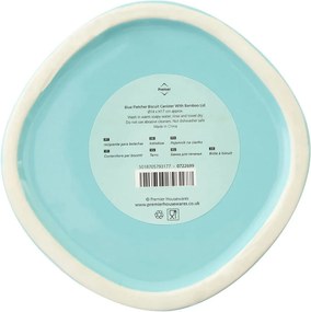 Recipient pentru biscuiți cu capac din lemn de bambus Premier Housewares Fletcher, 1,5 l, albastru