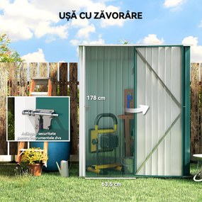 Outsunny Magazie Grădină Mare din Oțel cu Zăvor pentru Grădină, Negru | Aosom Romania