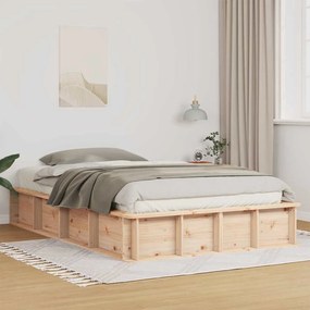 vidaXL Cadru de pat cu depozitare Maro 135 x 190 cm Lemn masiv de pin