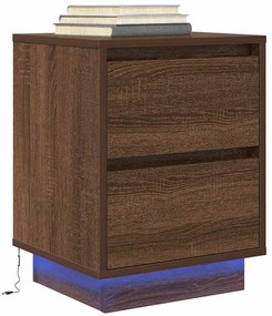 vidaXL Noptiera cu lumini LED Stejar maro 38x34x50 cm