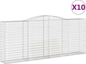 vidaXL Coș gabion arcuit, 10 buc, 400x50x160/180 cm, fier galvanizat