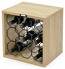 Cube Raft vertical pentru vinuri pentru 9 sticle, stejar