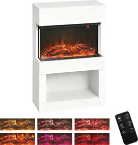 HOMCOM Șemineu electric, 2 trepte de încălzire, 6 culori ale flăcării, termostat, telecomandă, Alb | Aosom Romania