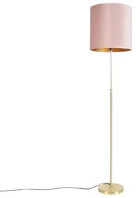 Lampă de podea auriu/alamă cu abajur din catifea roz 40/40 cm - Parte