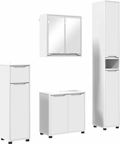 vidaXL Set de mobilier pentru baie cu sertar 4 pcs Alb Lemn compozit