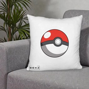Perna Personalizata Pokeball Rosie, 40x40 cm, Alb Pufos, Husa Detasabila, Perna Inclusa, BEKZ®