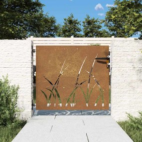 vidaXL Poartă de grădină 85x75 cm, oțel corten, design cu iarbă