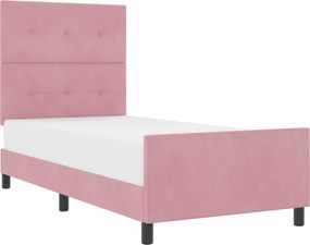 vidaXL Pat cu arcuri cu headboard Roz 80 x 200 cm Catifea