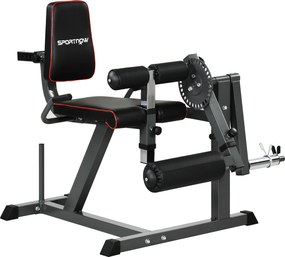 SPORTNOW Aparat pentru Gambe cu Spătar și Perne Reglabile și Spațiu pentru Greutăți, 100x90x105 cm, Negru | Aosom Romania