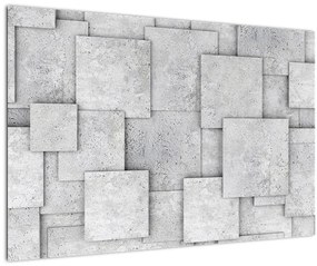 Tablou - Abstracție cu faianță de beton (90x60 cm)