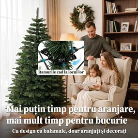 HOMCOM Brad artificial de Crăciun Brad Nobil, 1161 ramuri, 210 cm, verde | Aosom Romania