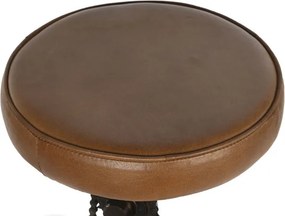 Scaun inalt de bar din piele naturala si metal, stil industrial ,"Rotor"