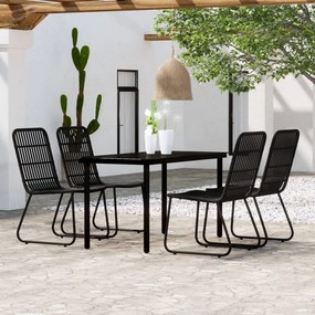 vidaXL Set de servit masa pentru grădină, 5 piese, negru