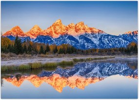 Tablou cu vârfuri de munți înzăpezăți (70x50 cm)