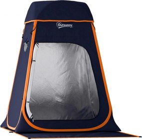 Outsunny Cort de Duș Pop-Up Impermeabil cu Acoperiș Detașabil, din Poliester 190T și Oțel, 152x152x200 cm, Albastru Închis | Aosom Romania