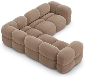 Colțar maro cu tapițerie din catifea Loretto – Cosmopolitan Design