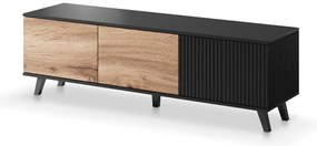 Comoda TV Random RTV1 stejar wotan/negru - L150 x A40 x h47 cm