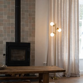 Lampa de podea aurie cu sticlă opala cu 3 lumini reglabile - Anouk