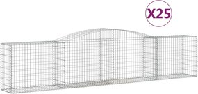 vidaXL Coșuri gabion arcuite 25 buc, 400x50x80/100 cm, fier galvanizat