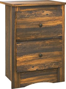 HOMCOM Noptieră cu 2 Sertare în Stil Rustic, Noptieră pentru dormitor din Lemn, 40x30x56 cm, Maro | Aosom Romania