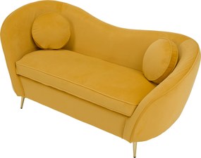 Canapea cu 2 locuri de design, ţesătură Velvet galbenă/gold crom auriu, EZIO TYP 2