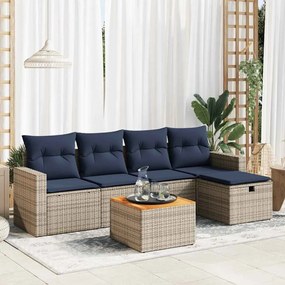 vidaXL Set mobilier grădină cu perne, 6 piese, gri, poliratan