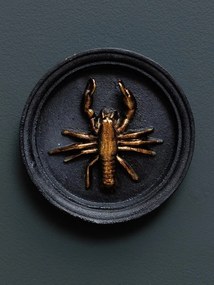 Decoratiune de perete, neagra, din rasina, Lobster