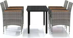 vidaXL Set de servit masa pentru grădină, 5 piese, gri și negru