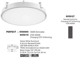 Plafoniera LED incastrabila reglabila PERFECT 80cm alba 3000K Dimmable