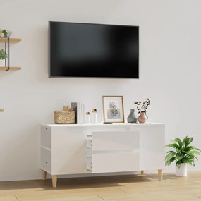 Comoda TV, alb extralucios, 102x44,5x50 cm, lemn prelucrat