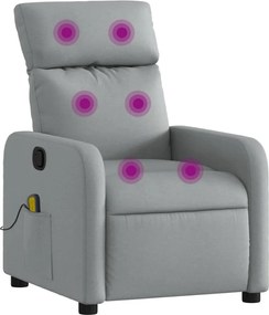 vidaXL Fotoliu reclinabil cu masaj, gri deschis, material textil