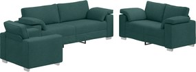vidaXL Canapea 3 pcs Verde închis 219 x 80 x 82 cm