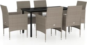 vidaXL Set de masă pentru grădină, 5 piese, cu perne, bej și negru