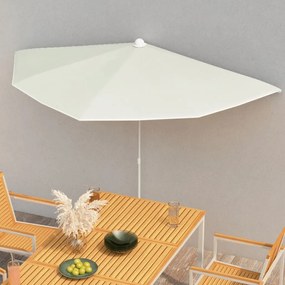 vidaXL Umbrelă de grădină cu stâlp, nisipiu, 180x90 cm, semirotundă