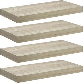 vidaXL Rafturi de perete suspendate, 4 buc., stejar, 50x23x3,8 cm, MDF