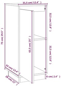 Servanta, alb, 31,5x34x75 cm, lemn masiv de pin 1, Alb